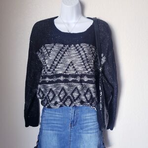 Black and White Vintage Diamond Geometric Sweater